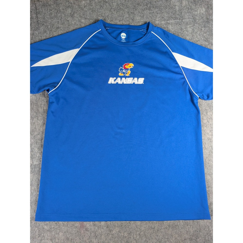 NCAA Kansas Jayhawks Blue Performance T-Shirt KA Inc KU Jayhawk Logo Tee - Picture 4 of 9